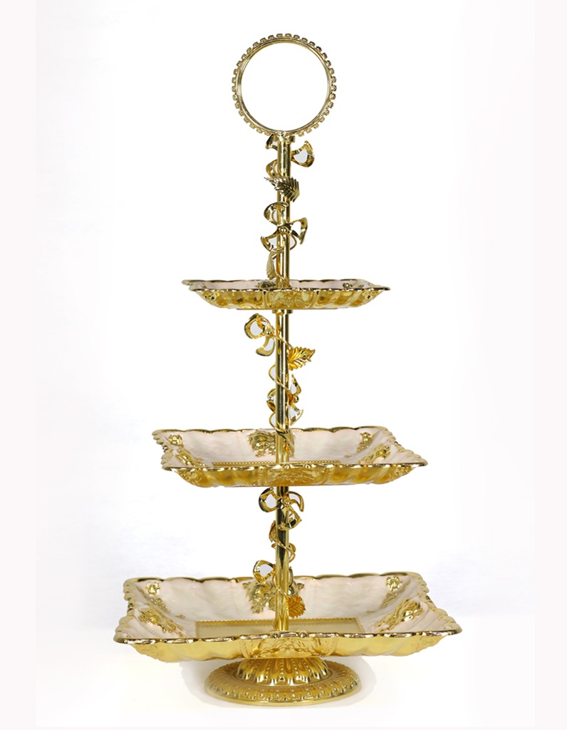 дөрвөлжин 3 давхар алт мөнгөн таваг