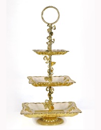 [81188] дөрвөлжин 3 давхар алт мөнгөн таваг